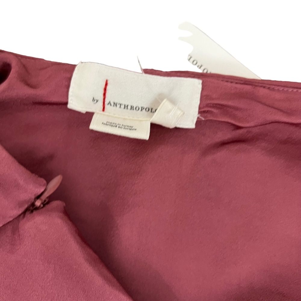 Anthropologie Ruched Midi Skirt Pink Sexy Party Size 8 NEW - Picture 7 of 9